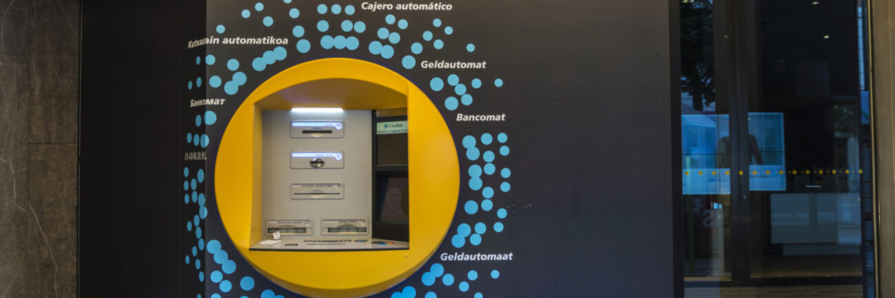 ATM Cash Machine of Caixabank in Bilbao, Spain