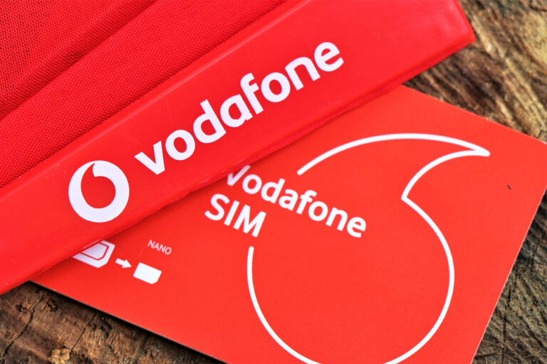Rome,,Italy.,2020.,Close,Up,Of,A,Vodafone,Sim,Card.